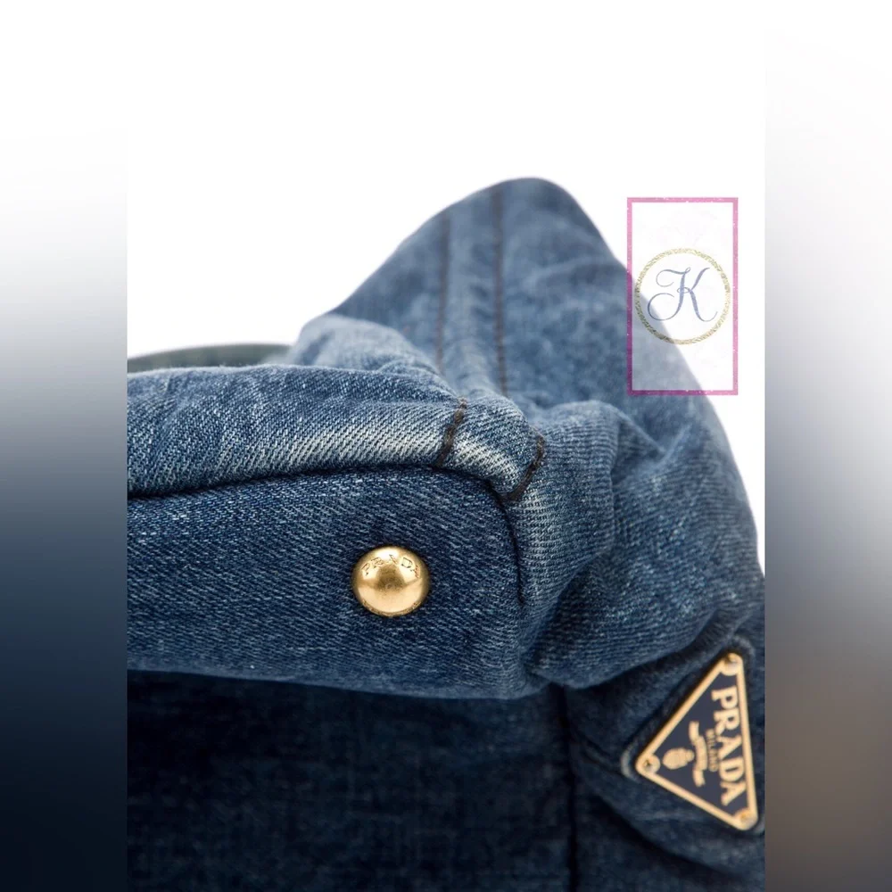 💝 PRADA Jean Large Tote Bag 💝, PRADA Canapé Denim Large Handbag - Picture 3 of 8